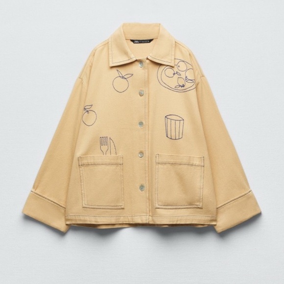 Zara Jackets & Blazers - Zara Oversized Embroidered Button Down Jacket